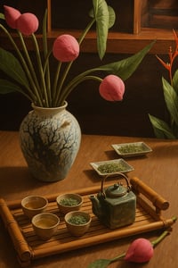 Warm, rustic Vietnamese tea set