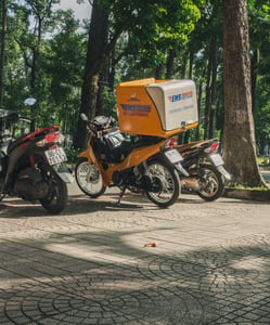 Motorbikes Parking On The Pavement