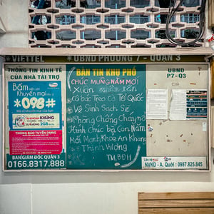 A notice board in an old apartment