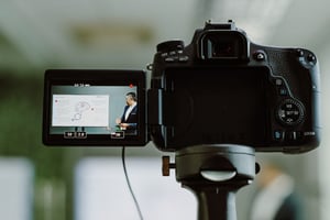 Camera shooting an e-learning session