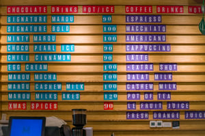 Beverage Menu On Wall
