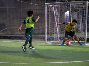 Scoring a goal in a training session