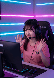 Cô gái trẻ đang livestream game