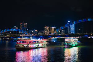 Colorful Travel Boat in Da Nang, Vietnam