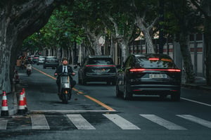 An office worker in Shanghai traffic
