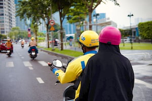Behind back of a be rider