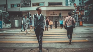 A vintage man in a vintage place