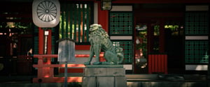 Tượng sư tử hộ vệ Komainu bằng đồng ở đền Ikuta