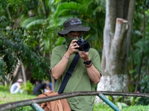 A photographer in the zoo