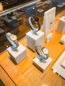 Watches displayed in a store