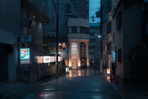 Hẻm nhỏ chiều mưa ở Sannomiya