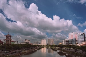 Dòng sông rẽ đôi thành phố