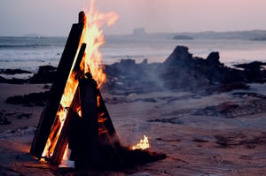 Fire on beach