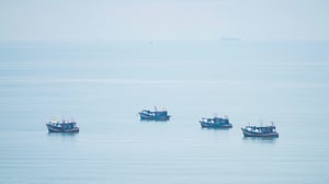 Đoàn thuyền đánh cá trong buổi sáng tinh sương