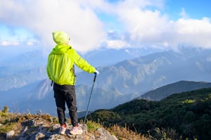 A trekker overseeing the landscape