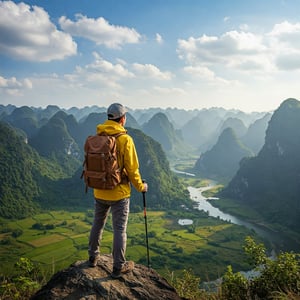 A fashionable stylish man traveller
