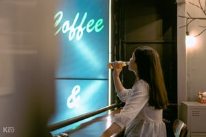 A girl enjoying her beer