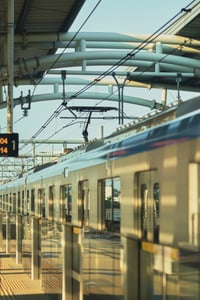 An urban metro train pass-by